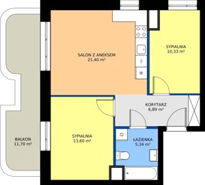 3 pokoje, mieszkanie 57,56 m², piętro 2, oferta nr 24C/145, Osiedle Omulewska, Warszawa, Praga Północ, Grochów, ul. Omulewska 24