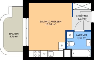1 pokój, mieszkanie 25,48 m², piętro 1, oferta nr 24C/140, Osiedle Omulewska, Warszawa, Praga Północ, Grochów, ul. Omulewska 24
