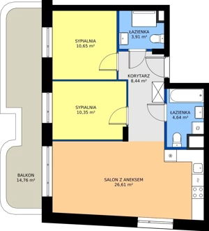 3 pokoje, mieszkanie 64,60 m², piętro 1, oferta nr 24C/167, Osiedle Omulewska, Warszawa, Praga Północ, Grochów, ul. Omulewska 24