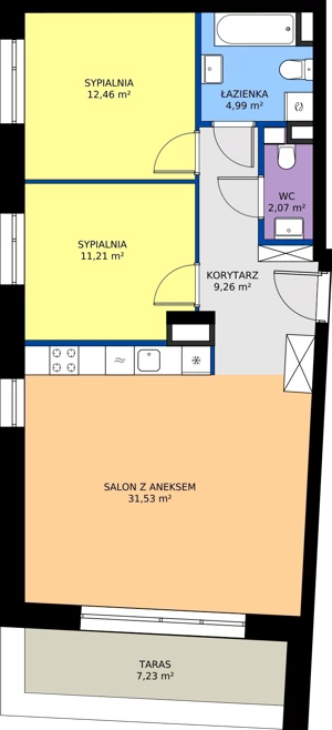 3 pokoje, mieszkanie 71,52 m², piętro 1, oferta nr 24D/216, Osiedle Omulewska, Warszawa, Praga Północ, Grochów, ul. Omulewska 24