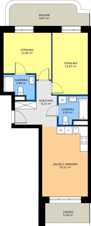 3 pokoje, mieszkanie 63,29 m², piętro 2, oferta nr 24D/218, Osiedle Omulewska, Warszawa, Praga Północ, Grochów, ul. Omulewska 24