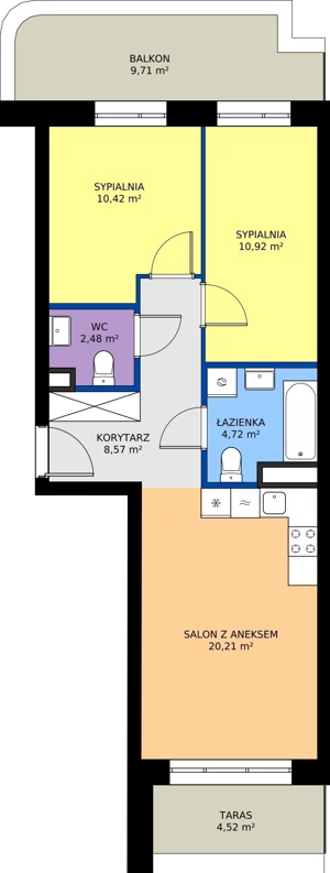 3 pokoje, mieszkanie 57,32 m², piętro 1, oferta nr 24D/213, Osiedle Omulewska, Warszawa, Praga Północ, Grochów, ul. Omulewska 24