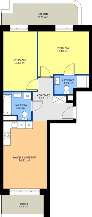 3 pokoje, mieszkanie 65,46 m², piętro 2, oferta nr 24D/197, Osiedle Omulewska, Warszawa, Praga Północ, Grochów, ul. Omulewska 24