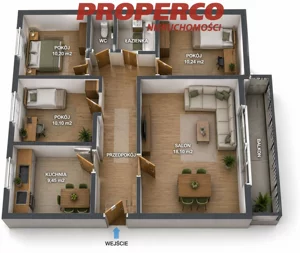 Mieszkanie czteropokojowe 75,17 m², Kielce, Na Stoku, Sprzedaż
