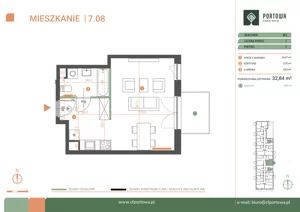 1 pokój, mieszkanie 32,73 m², piętro 7, oferta nr M.07.08, Casa Feliz Portowa I, Kraków, Podgórze, Zabłocie, ul. Portowa 16