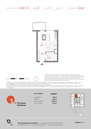 1 pokój, apartament 29,38 m², piętro 1, oferta nr F.01.09, Pierwsza Dzielnica, Katowice, Bogucice, ul. Henryka Góreckiego 13