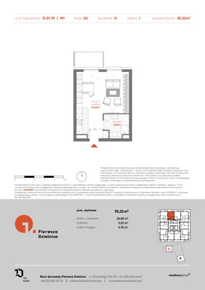 1 pokój, apartament 35,22 m², piętro 1, oferta nr G.01.10, Pierwsza Dzielnica, Katowice, Bogucice, ul. Henryka Góreckiego 13