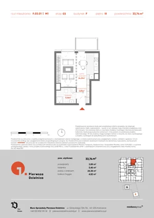 1 pokój, apartament 33,74 m², piętro 3, oferta nr F.03.01, Pierwsza Dzielnica, Katowice, Bogucice, ul. Henryka Góreckiego 13