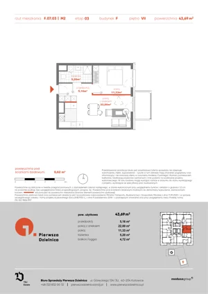 2 pokoje, apartament 43,69 m², piętro 7, oferta nr F.07.03, Pierwsza Dzielnica, Katowice, Bogucice, ul. Henryka Góreckiego 13