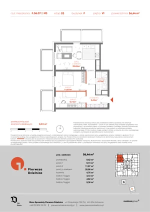 3 pokoje, apartament 56,44 m², piętro 6, oferta nr F.06.07, Pierwsza Dzielnica, Katowice, Bogucice, ul. Henryka Góreckiego 13