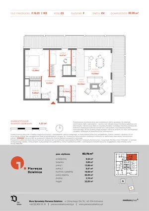 3 pokoje, apartament 80,96 m², piętro 15, oferta nr F.15.01, Pierwsza Dzielnica, Katowice, Bogucice, ul. Henryka Góreckiego 13