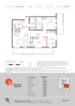 4 pokoje, apartament 89,63 m², piętro 6, oferta nr F.06.04, Pierwsza Dzielnica, Katowice, Bogucice, ul. Henryka Góreckiego 13