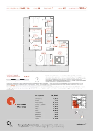 4 pokoje, apartament 128,54 m², piętro 14, oferta nr F.14.05, Pierwsza Dzielnica, Katowice, Bogucice, ul. Henryka Góreckiego 13