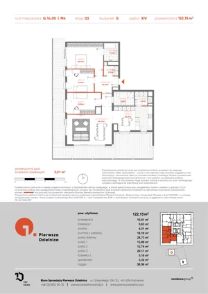 4 pokoje, apartament 122,15 m², piętro 14, oferta nr G.14.05, Pierwsza Dzielnica, Katowice, Bogucice, ul. Henryka Góreckiego 13