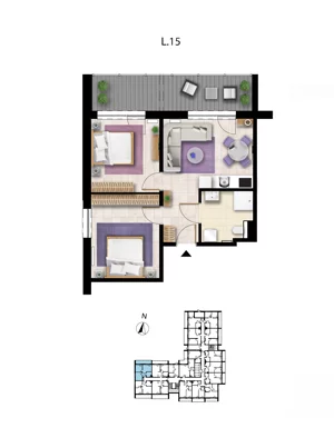3 pokoje, apartament 49,22 m², parter, oferta nr L 15, Sunset Resort bud 302, Grzybowo, ul. Nadmorska 106