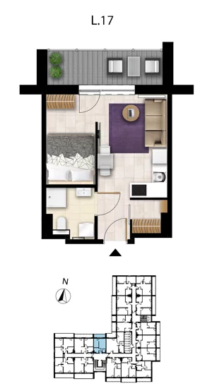 1 pokój, apartament 27,44 m², piętro 1, oferta nr L 17, Sunset Resort bud 302, Grzybowo, ul. Nadmorska 106