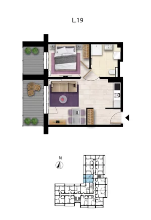 2 pokoje, apartament 37,47 m², piętro 1, oferta nr L 19, Sunset Resort bud 302, Grzybowo, ul. Nadmorska 106