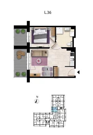2 pokoje, apartament 37,40 m², piętro 2, oferta nr L 36, Sunset Resort bud 302, Grzybowo, ul. Nadmorska 106