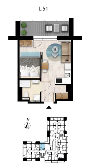 1 pokój, apartament 27,07 m², piętro 3, oferta nr L 51, Sunset Resort bud 302, Grzybowo, ul. Nadmorska 106