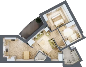 3 pokoje, mieszkanie 62,92 m², piętro 2, oferta nr 19, Ornament, Szczecin, Śródmieście, Nowe Miasto, al. Powstańców Wielkopolskich 100