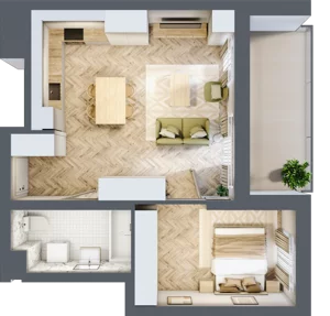 2 pokoje, mieszkanie 47,31 m², piętro 1, oferta nr 2, Ornament, Szczecin, Śródmieście, Nowe Miasto, al. Powstańców Wielkopolskich 100
