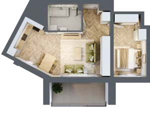 2 pokoje, mieszkanie 44,52 m², piętro 1, oferta nr 11, Ornament, Szczecin, Śródmieście, Nowe Miasto, al. Powstańców Wielkopolskich 100