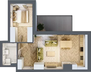2 pokoje, mieszkanie 48,03 m², piętro 1, oferta nr 3, Ornament, Szczecin, Śródmieście, Nowe Miasto, al. Powstańców Wielkopolskich 100