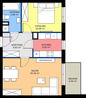 2 pokoje, mieszkanie 48,27 m², piętro 1, oferta nr 13G.10, Zielone Zamienie X, Zamienie, ul. Czekoladowa / Herbaciana