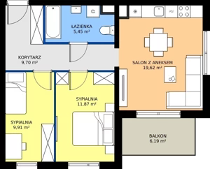 3 pokoje, mieszkanie 56,55 m², piętro 1, oferta nr 15G.59, Zielone Zamienie X, Zamienie, ul. Czekoladowa / Herbaciana