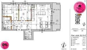 Mieszkanie trzypokojowe 55,42 m², Warszawa, Rembertów, Chełmżyńska, Sprzedaż