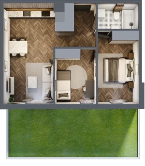 3 pokoje, mieszkanie 53,28 m², parter, oferta nr M1, Przemiarki 16, Kraków, Dębniki, Ruczaj, ul. Przemiarki 16