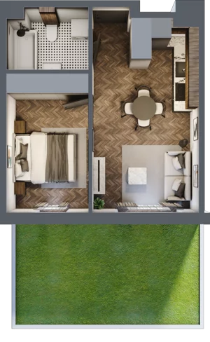 2 pokoje, mieszkanie 34,00 m², parter, oferta nr M28, Przemiarki 16, Kraków, Dębniki, Ruczaj, ul. Przemiarki 16