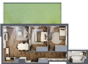 3 pokoje, mieszkanie 55,59 m², parter, oferta nr M71, Przemiarki 16, Kraków, Dębniki, Ruczaj, ul. Przemiarki 16