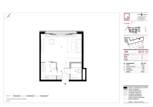 1 pokój, mieszkanie 38,72 m², piętro 2, oferta nr J84, 19. Dzielnica V etap, Warszawa, Wola, Czyste, ul. Kolejowa/Przyokopowa