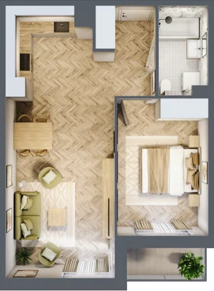 2 pokoje, mieszkanie 47,39 m², piętro 1, oferta nr M8, Nova Tymotkowa, Kraków, Dębniki, Ruczaj, ul. Tymotkowa / Kolista