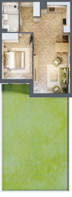 2 pokoje, mieszkanie 47,38 m², parter, oferta nr M2, Nova Tymotkowa, Kraków, Dębniki, Ruczaj, ul. Tymotkowa / Kolista