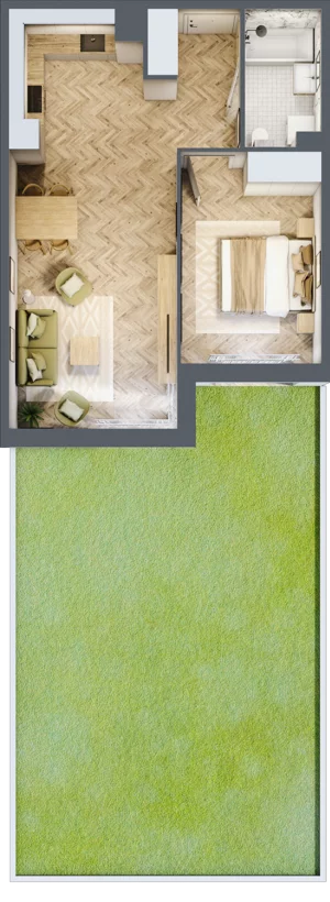 2 pokoje, mieszkanie 47,39 m², parter, oferta nr M3, Nova Tymotkowa, Kraków, Dębniki, Ruczaj, ul. Tymotkowa / Kolista