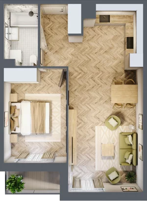 2 pokoje, mieszkanie 47,39 m², piętro 1, oferta nr M7, Nova Tymotkowa, Kraków, Dębniki, Ruczaj, ul. Tymotkowa / Kolista
