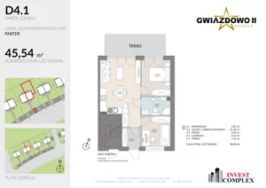 3 pokoje, mieszkanie 45,39 m², parter, oferta nr D4.1, Osiedle Gwiazdowo II, Kostrzyn, Gwiazdowo, ul. Półwiejska