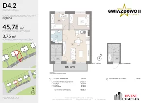 3 pokoje, mieszkanie 49,66 m², piętro 1, oferta nr D4.2, Osiedle Gwiazdowo II, Kostrzyn, Gwiazdowo, ul. Półwiejska