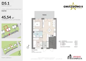 3 pokoje, mieszkanie 45,39 m², parter, oferta nr D5.1, Osiedle Gwiazdowo II, Kostrzyn, Gwiazdowo, ul. Półwiejska
