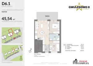 3 pokoje, mieszkanie 45,39 m², parter, oferta nr D6.1, Osiedle Gwiazdowo II, Kostrzyn, Gwiazdowo, ul. Półwiejska