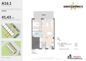 2 pokoje, mieszkanie 41,48 m², parter, oferta nr A16.1, Osiedle Gwiazdowo II, Kostrzyn, Gwiazdowo, ul. Półwiejska