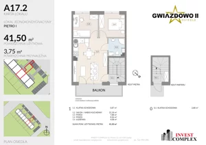 3 pokoje, mieszkanie 45,29 m², piętro 1, oferta nr A17.2, Osiedle Gwiazdowo II, Kostrzyn, Gwiazdowo, ul. Półwiejska
