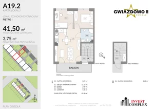 3 pokoje, mieszkanie 45,29 m², piętro 1, oferta nr A19.2, Osiedle Gwiazdowo II, Kostrzyn, Gwiazdowo, ul. Półwiejska