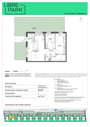 3 pokoje, mieszkanie 55,10 m², parter, oferta nr Mieszkanie A2.M1, Libre Park mieszkania etap I, Dębogórze, ul. Pistacjowa