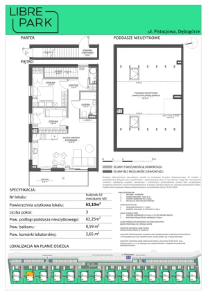 3 pokoje, mieszkanie 63,10 m², piętro 1, oferta nr Mieszkanie A2.M2, Libre Park mieszkania etap I, Dębogórze, ul. Pistacjowa