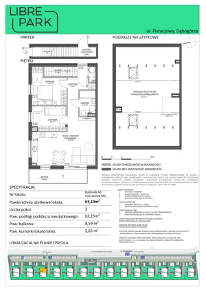 3 pokoje, mieszkanie 63,10 m², piętro 1, oferta nr Mieszkanie A3.M2, Libre Park mieszkania etap I, Dębogórze, ul. Pistacjowa