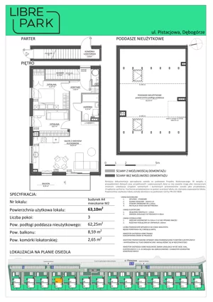 3 pokoje, mieszkanie 63,10 m², piętro 1, oferta nr Mieszkanie A4.M2, Libre Park mieszkania etap I, Dębogórze, ul. Pistacjowa