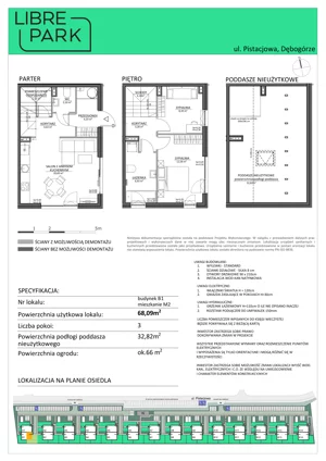 3 pokoje, mieszkanie 68,09 m², parter, oferta nr Mieszkanie B1.M2, Libre Park mieszkania etap I, Dębogórze, ul. Pistacjowa